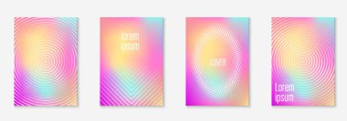 Güzel kapak şablonu. Yarım ton eğimli asgari trend vektörü. Broşür, poster, broşür ve davetiye için Geometrik serin kapak şablonu. Minimalist renkli şekiller. Soyut resimleme.