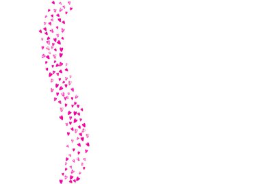 Sevgililer Günü için kalp sınırında pembe parıltılı. 14 Şubat günü. Kalp sınır şablonu için vektör konfetisi. Grunge el çizimi dokusu. Hediye kuponları, kuponlar, reklamlar, etkinlikler için aşk teması.