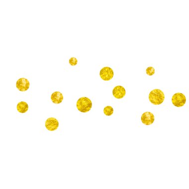 İzole edilmiş arka planda altın parıltısı konfetileri. Işıltılı, rastgele düşen pullar. Tebrik kartı, düğün öncesi parti ve davetiye için altın parıltılı noktalar tasarla.