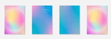 Gradyan kapak şablonu ayarlandı. Yarım tonlu asgari modayla. Afiş, sunum ve broşür için gelecek eğilimli kapak şablonu. Minimalist renkli şekiller. Soyut iş illüstrasyonu