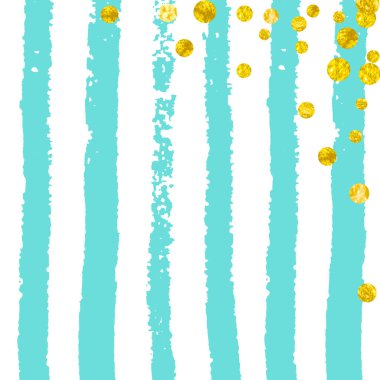 Turkuaz şeritli altın parıltılı konfeti. Işıl ışıl parlayan, rastgele düşen pullar. Parti davetiyesi, bayrak, tebrik kartı, düğün öncesi parti için altın parıltılı konfeti şablonu.