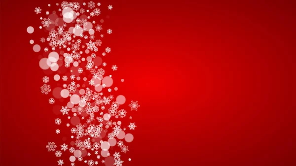 Weihnachten Hintergrund Mit Weißen Schneeflocken Auf Rotem Hintergrund Weihnachtsmannfarben Neujahr — Stockvektor