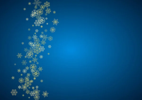 Neve Ano Novo Fundo Azul Flocos Neve Dourados Natal Ano —  Vetores de Stock