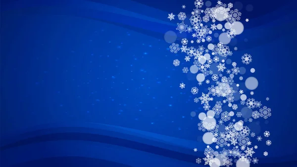 Weihnachten Schneeflocken Auf Blauem Hintergrund Mit Funkeln Horizontalrahmen Für Winterbanner — Stockvektor