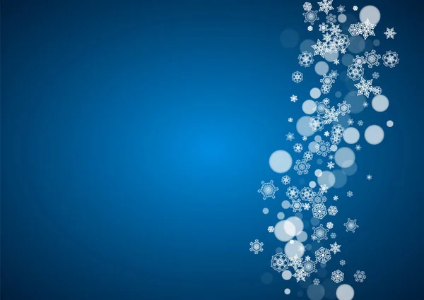 Neujahr Schneeflocken Auf Blauem Hintergrund Horizontales Winterthema Weihnachten Und Neujahr — Stockvektor