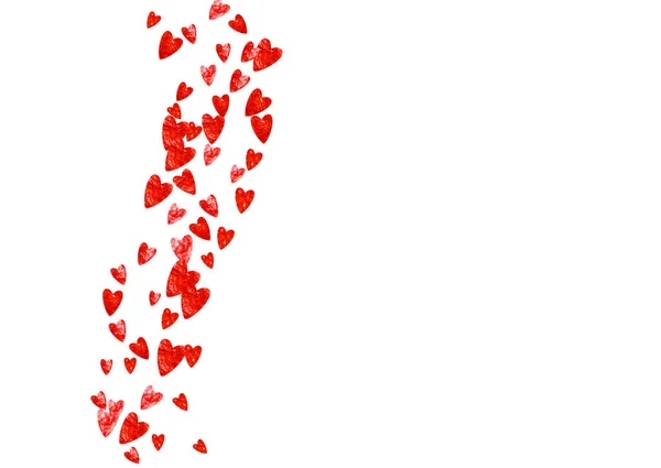Κάρτα Ημέρας Του Αγίου Βαλεντίνου Κόκκινες Καρδιές Γκλίτερ Φεβρουαρίου Vector — Διανυσματικό Αρχείο