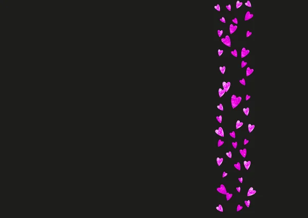 Fond Confettis Coeur Avec Paillettes Roses Saint Valentin Cadre Vectoriel — Image vectorielle