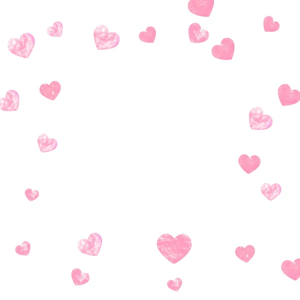 Конфетти Розовыми Блестками Сердечками Изолированном Фоне Случайное Падение Блесток Металлическим — стоковый вектор