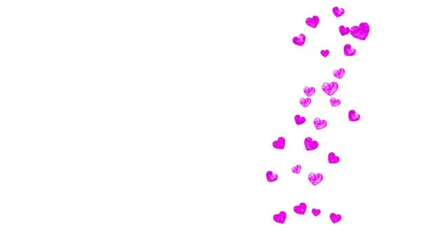 ピンクの輝きとバレンタインデーのためのハートフレーム 2月14日 ハートフレームテンプレート用ベクトルコンフェッティ 手描きの質感をグランジ チラシのテーマを愛し 特別なビジネスオファー プロモーション — ストックベクタ