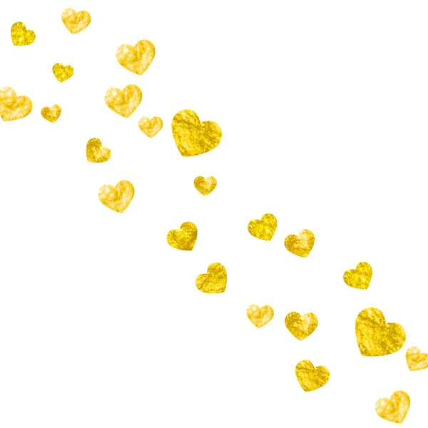 Heart Frame Achtergrond Met Gouden Glitter Valentijnsdag Vectorconfetti Handgetekende Textuur — Stockvector