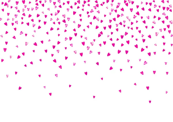 Menyasszonyi Háttér Rózsaszín Csillogó Szív Valentin Nap Konfetti Vektor Kézzel — Stock Vector