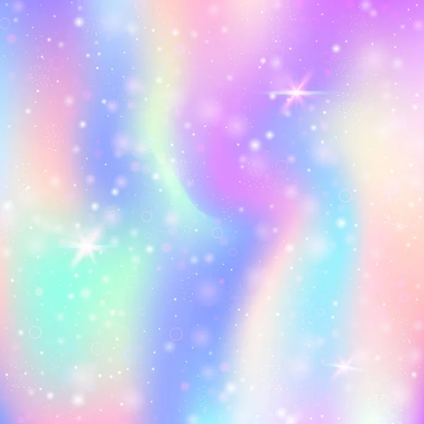 Fondo Mágico Con Malla Arco Iris Banner Del Universo Femenino — Vector de stock