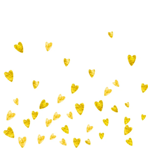 발렌타인데이의 배경에 황금빛나는 마음이라니 Vector Confetti Valentine Background Template 그림그리기 — 스톡 벡터