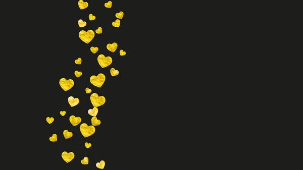 ゴールドの輝きとバレンタインデーの心が輝きます 2月14日 バレンタインデーハートテンプレート用ベクトルコンフェッティ 手描きの質感をグランジ バウチャー 特別なビジネス広告 バナーのための愛のテーマ — ストックベクタ