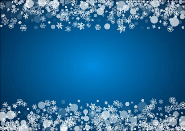 Weihnachtsrahmen Mit Fallendem Schnee Auf Blauem Hintergrund Horizontale Frohe Weihnachten — Stockvektor