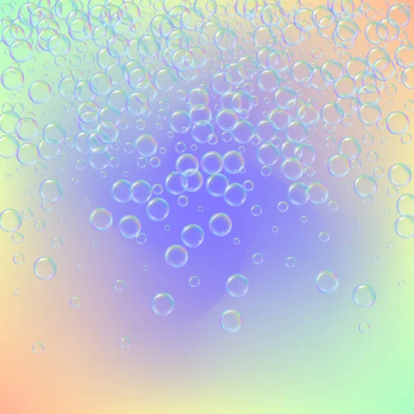 Bath Foam Gradient Background Realistic Water Bubbles Cool Rainbow Colored — Stock Vector