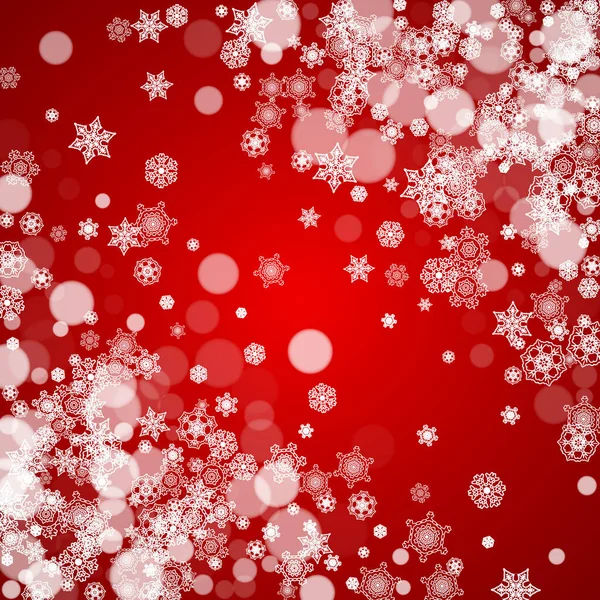 Karácsonyi Határ Fehér Hópelyhek Piros Háttér Mikulás Színek Hangulat Kellemes — Stock Vector