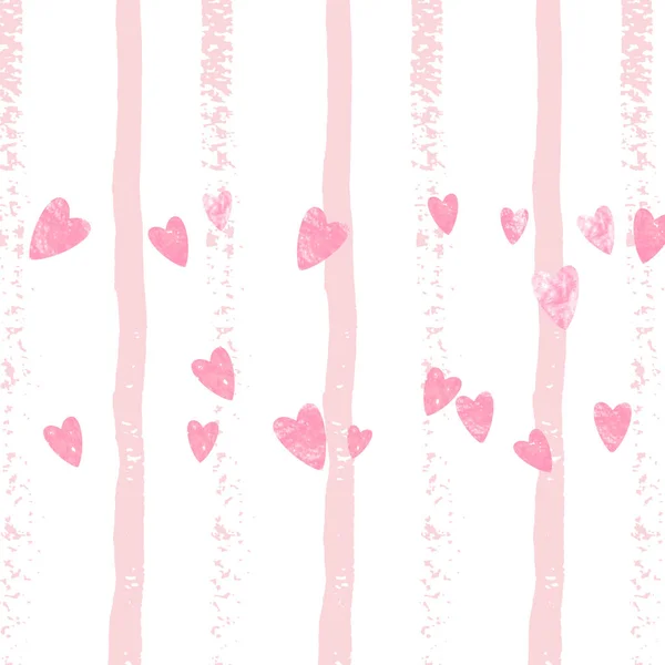 Corações Brilhantes Cor Rosa Confete Listras Brancas Lantejoulas Com Brilho — Vetor de Stock