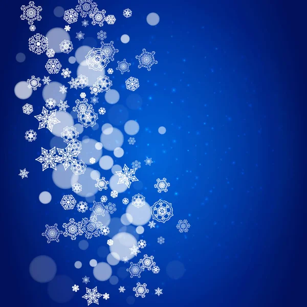 白色雪花和闪光的圣诞背景 采购产品冬季销售 新年和圣诞节背景的宴会邀请 落雪了寒冷的冬季背景 — 图库矢量图片