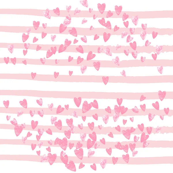 Confeti Purpurina Rosa Con Corazones Rayas Rosas Lentejuelas Caída Aleatoria — Vector de stock