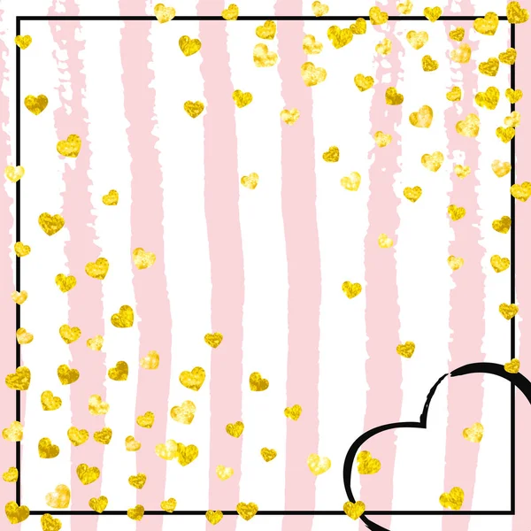 Confettis Paillettes Mariage Avec Coeur Sur Rayures Roses Paillettes Tombant — Image vectorielle