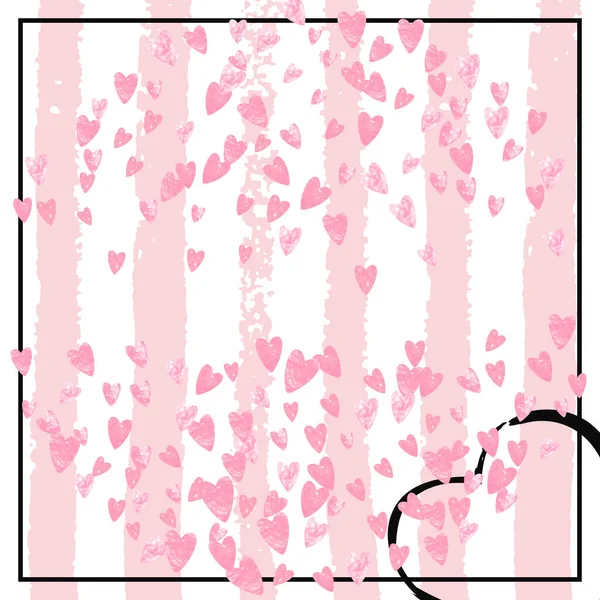 Confettis Paillettes Avec Des Cœurs Sur Rayures Roses Paillettes Tombant — Image vectorielle