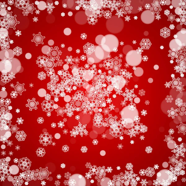 Copos Nieve Navideños Sobre Fondo Rojo Marco Para Pancartas Invierno — Archivo Imágenes Vectoriales
