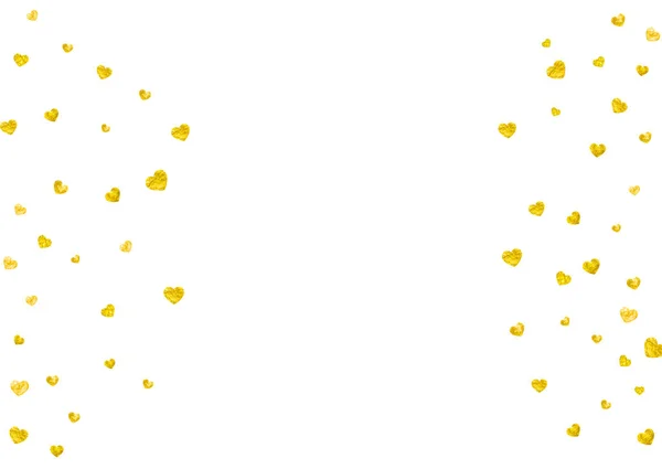 Heart Frame Achtergrond Met Gouden Glitter Valentijnsdag Vectorconfetti Handgetekende Textuur — Stockvector