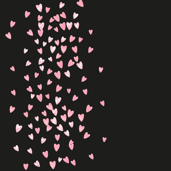 Pink Glitter Confetti Hearts Isolated Backdrop Shiny Random Falling Sequins — Stock Vector