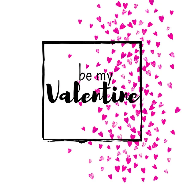 Tarjeta San Valentín Con Corazones Purpurina Rosa Febrero Vector Confetti — Archivo Imágenes Vectoriales
