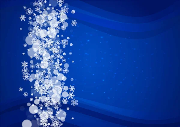 Schneeflocken Umrahmen Den Horizontalen Blauen Hintergrund Mit Funkeln Frohe Weihnachten — Stockvektor