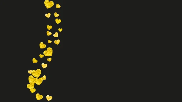 金の輝きの心との結婚式のコンフェッティ バレンタインデー ベクトル背景 手描きの質感 バウチャー 特別なビジネスバナーのための愛のテーマ ハートのウェディングコンフェッティテンプレート — ストックベクタ