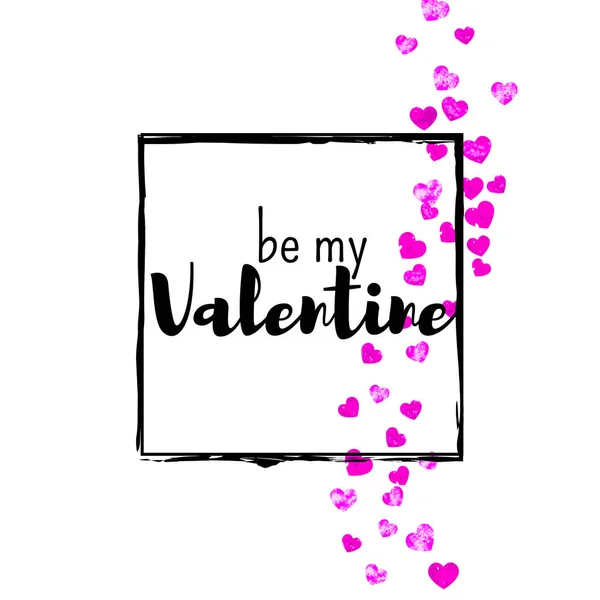 Valentijnskaart Met Roze Glitterhartjes Februari Vector Confetti Voor Valentijnskaart Sjabloon — Stockvector