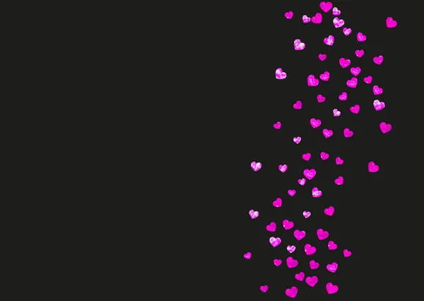 Valentijnskaart Met Roze Glitterhartjes Februari Vector Confetti Voor Valentijnskaart Sjabloon — Stockvector