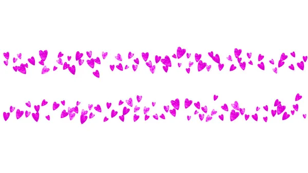 Valentijn Achtergrond Met Roze Glitter Hartjes Februari Dag Vector Confetti — Stockvector