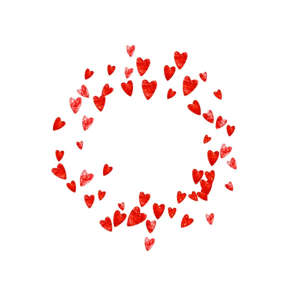 Venta San Valentín Con Corazones Purpurina Roja Febrero Vector Confetti — Vector de stock
