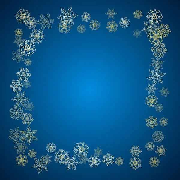 Νέο Έτος Χιόνι Μπλε Φόντο Χρυσόσκονη Νιφάδες Χιονιού Χριστούγεννα Και — Διανυσματικό Αρχείο