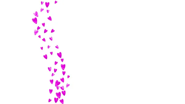 Herzrahmen Hintergrund Mit Rosa Glitzern Valentinstag Vektorkonfetti Handgezeichnete Textur Liebe — Stockvektor