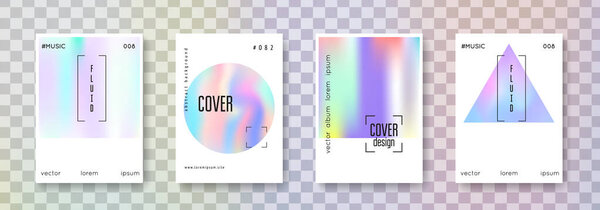 Геометрический набор крышек. Абстрактный фон. Неоновая геометрическая крышка с градиентной сеткой 90-х годов, в стиле ретро 80-х годов. Iridescent графический соблазн для книги, годовой, мобильный интерфейс, веб-приложение.