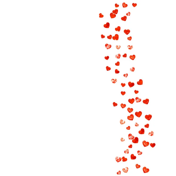 Valentijnsdag Verkoop Met Rode Glitter Harten Februari Dag Vector Confetti — Stockvector