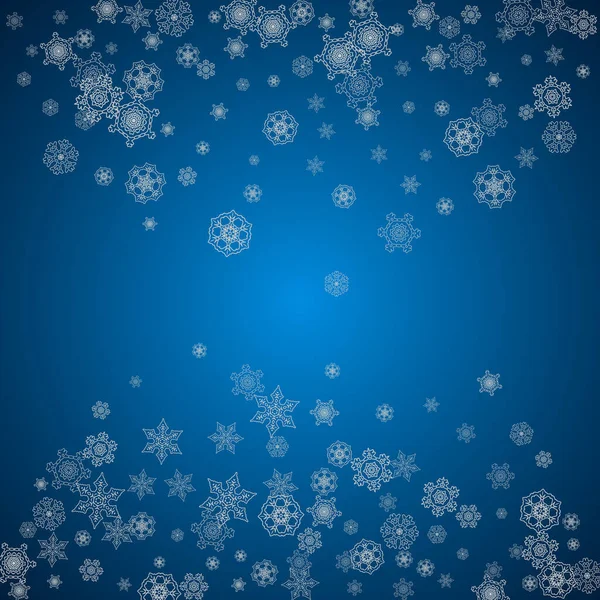 New Year Background Silver Frosty Snowflakes Snowfall Backdrop Stylish New — Stock Vector