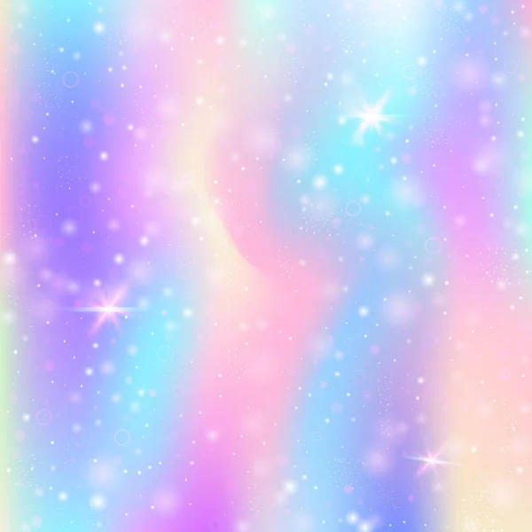 Sprookje Achtergrond Met Regenboog Gaas Vloeibaar Universum Banner Prinsessenkleuren Fantasie — Stockvector