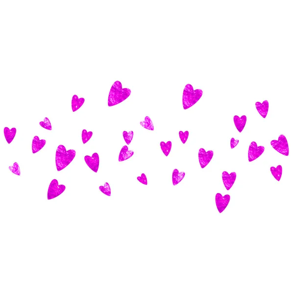 ピンクの輝きとバレンタインデーのためのハートフレーム 2月14日 ハートフレームテンプレート用ベクトルコンフェッティ 手描きの質感をグランジ バウチャー 特別なビジネス広告 バナーのための愛のテーマ — ストックベクタ
