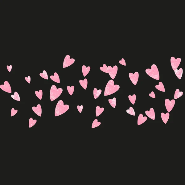 Pinkfarbenes Glitzerkonfetti Mit Herzen Auf Isoliertem Hintergrund Pailletten Mit Metallischem — Stockvektor