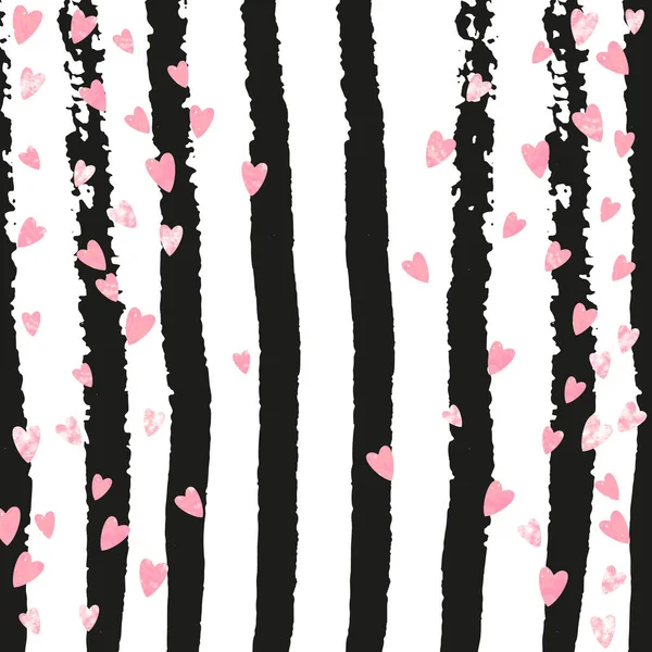 Wedding Glitter Confetti Hearts Black Stripes Shiny Random Falling Sequins — Stock Vector