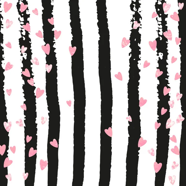 Confeti Brillo Boda Con Corazones Rayas Negras Lentejuelas Caída Aleatoria — Vector de stock