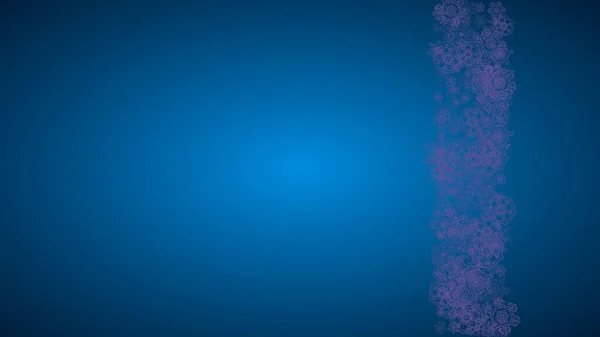 Snowflake Perbatasan Dengan Ultra Violet Salju Kerangka Musim Dingin Untuk - Stok Vektor