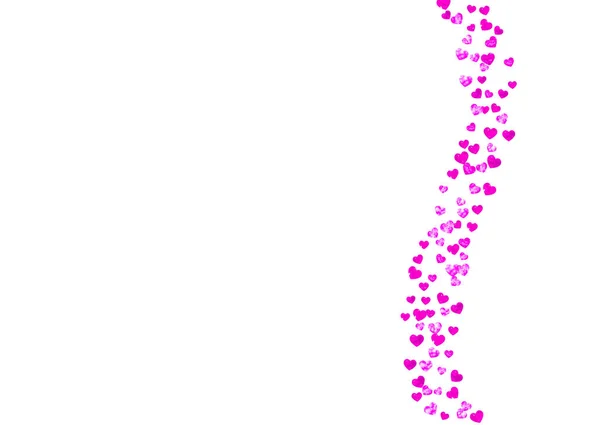 Fronteira Coração Para Dia Dos Namorados Com Brilho Rosa Fevereiro — Vetor de Stock