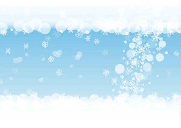 Neujahr Hintergrund Mit Weißen Frostigen Schneeflocken Horizontale Schneefallkulisse Winter Neujahr — Stockvektor