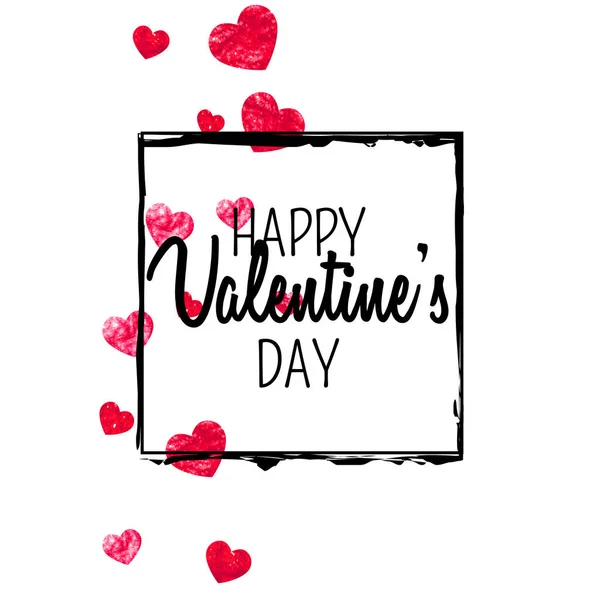 Cartão Dia Dos Namorados Com Corações Vermelhos Brilhantes Fevereiro Vector —  Vetores de Stock